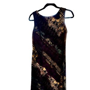 Connected Apparel Black, Blue, Lavender and Gold Sleeveless Dress